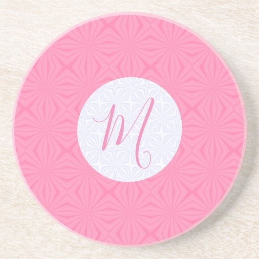 Light Pink Squiggly Squares Personalized Initial コースター (正面)