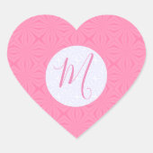 Light Pink Squiggly Squares Personalized Initial ハートシール (正面)