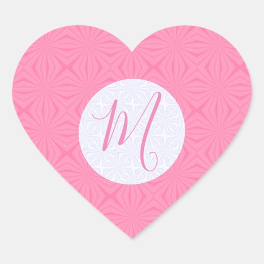 Light Pink Squiggly Squares Personalized Initial ハートシール (正面)