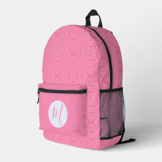 Light Pink Squiggly Squares Personalized Initial プリントバックパック