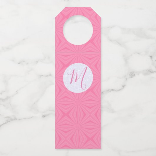 Light Pink Squiggly Squares Personalized Initial ボトルネックタグ (正面)