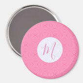 Light Pink Squiggly Squares Personalized Initial マグネット (正面/裏面)