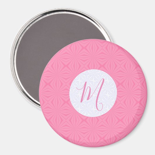 Light Pink Squiggly Squares Personalized Initial  マグネット (正面/裏面)
