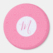 Light Pink Squiggly Squares Personalized Initial  マグネット (正面)