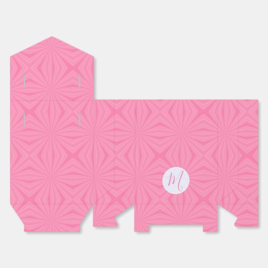 Light Pink Squiggly Squares Personalized Tent フェイバーボックス (見開き)