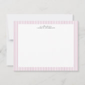 Light Pink Stripe Border Note Card 招待状 (正面)