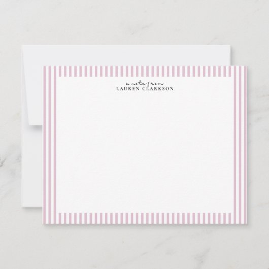 Light Pink Stripe Border Note Card 招待状 (正面)