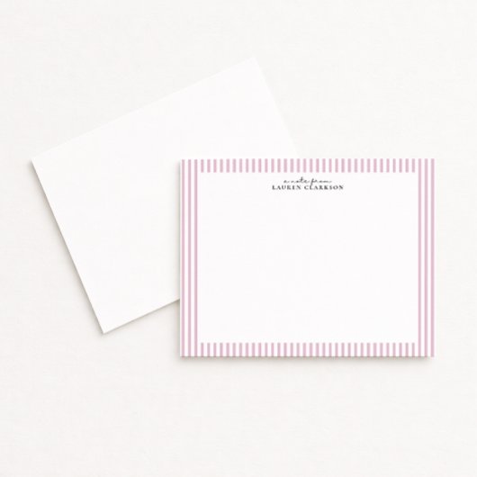 Light Pink Stripe Border Note Card 招待状