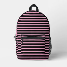 Light Pink Striped Backpack on Black  プリントバックパック