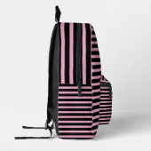 Light Pink Striped Backpack on Black  プリントバックパック (左)