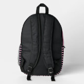 Light Pink Striped Backpack on Black  プリントバックパック (裏面)