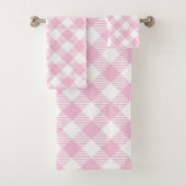 Light Pink Tartan Towels Chic and Cozy Bath Style バスタオルセット (インサイチュ)