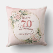 Light Pink Watercolor Flowers Pillow 70th Birthday クッション (裏面)