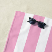 Light Pink White Striped Beach Towel with Name ビーチタオル (インサイチュ)