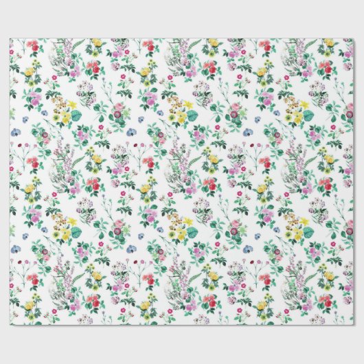 Light Pretty Summer Floral Pattern ラッピングペーパー (フラット)