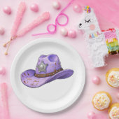 Light Purple Cowgirl Hat ペーパープレート (パーティー)