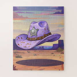 Light Purple Cowgirl Hat Floating In Desert ジグソーパズル