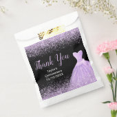 Light Purple Dress Faux Glitter Quinceanera フェイバーバッグ (封をした状態)