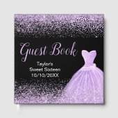 Light Purple Dress Faux Glitter Sweet 16 Birthday ゲストブック (正面)