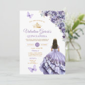 Light Purple Dress Quinceañera 15 Anos Floral Gold 招待状 (スタンド正面)