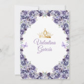 Light Purple Dress Quinceañera 15 Anos Floral Gold 招待状 (裏面)