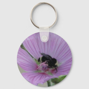 Light Purple Flower With Bee キーホルダー