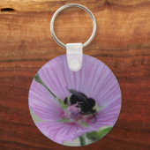 Light Purple Flower With Bee キーホルダー (正面)