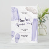 Light Purple Girls Sleepover Pajama Party 招待状 (スタンド正面)