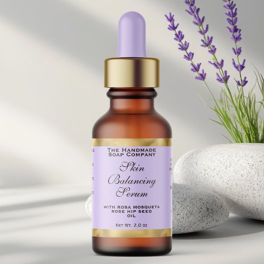 Light Purple & Gold Small Dropper Bottle Label  ラベル