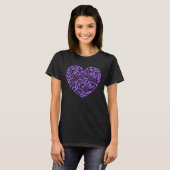 Light Purple Heart with Flowers Cut Out Cute Valen Tシャツ (正面フル)