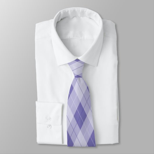 Light Purple Lilac Argyle Plaid Diamond Gentlemens ネクタイ (タイ)