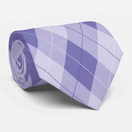 Light Purple Lilac Argyle Plaid Diamond Gentlemens ネクタイ (ロール)