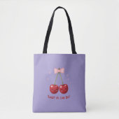 Light Purple Little Bag with Cherry Illustration トートバッグ (正面)