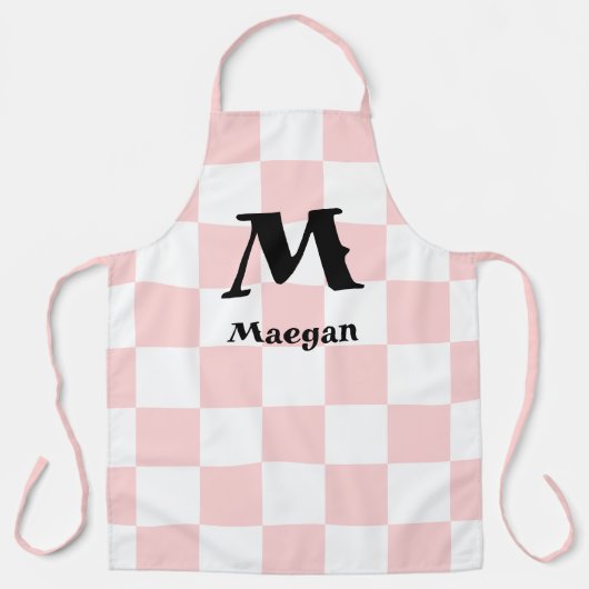 Light Red Checkered Pattern Background エプロン (正面)