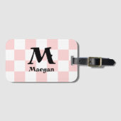 Light Red Checkered Pattern Background ラゲッジタグ (正面横)