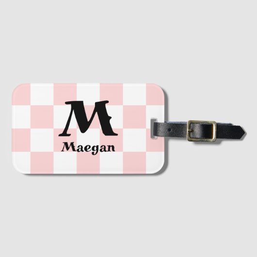 Light Red Checkered Pattern Background ラゲッジタグ (正面横)