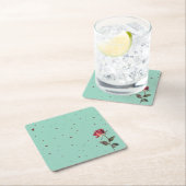 light red rose printed  スクエアペーパーコースター (インサイチュ)