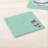 light red rose printed  スクエアペーパーコースター (アングル)