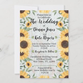 Light Rustic Sunflower Wedding Invitation 招待状