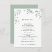 Light Sage Greenの結婚ヴィンテージエレガント渦 サンキューカード (正面/裏面)