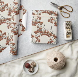 Light sage green Red Peppercorns gift wrapping ラッピングペーパー
