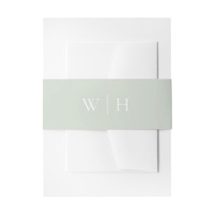 Light Sage Green Serif Monogram 結婚 with Line's 招待状ベリーバンド