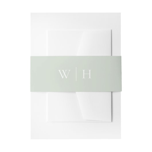 Light Sage Green Serif Monogram 結婚 with Line's 招待状ベリーバンド (正面例)