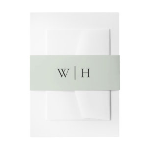 Light Sage Green Serif Monogram 結婚 with Line's 招待状ベリーバンド
