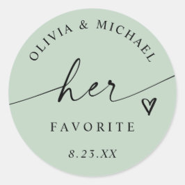 Light Sage Her Favorite Script Wedding Treat Bag ラウンドシール