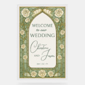 Light Sage Stained Glass Floral Wedding Welcome  アクリルサイン (正面)