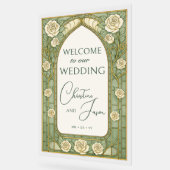 Light Sage Stained Glass Floral Wedding Welcome  アクリルサイン (傾斜)