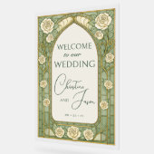 Light Sage Stained Glass Floral Wedding Welcome  アクリルサイン (傾斜)