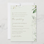 Light Sage Water Color Folids Both Parent 結婚's 招待状 (正面)