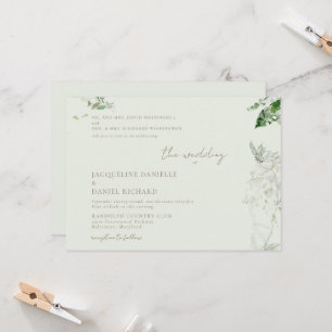 Light Sage Water Color Folids Both Parent 結婚's 招待状